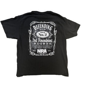 NRA Shirt Mens LG Black Graphic 2nd Amendment Defending Rights Tee Patriotic Y2K